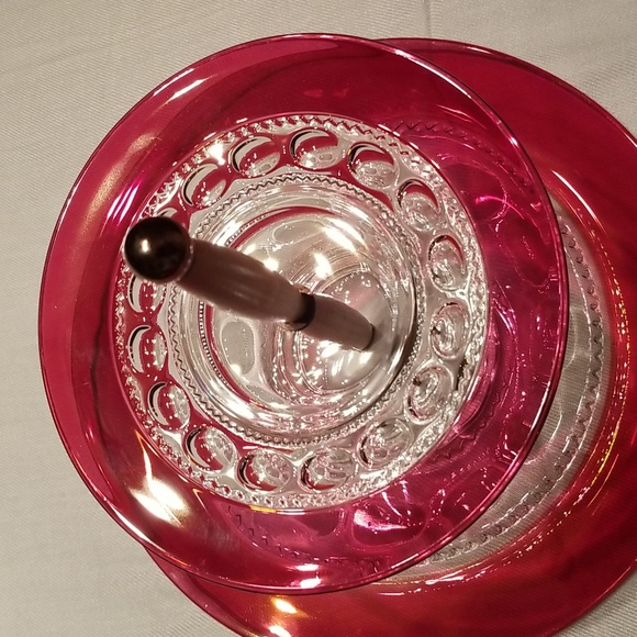 Vintage King's Crown Ruby-Flashed 2-Tier Tidbit Serving Tray - Picture 9 of 17
